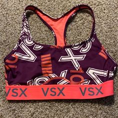 Nwot Vsx Sports Bra. Worn Once. Victoria's Secret Athleisure Activewear For Sports, Victoria's Secret Athleisure Workout Activewear, Victoria's Secret Sporty Sports Bra For Workout, Victoria's Secret Stretch Sports Bra, Vsx Sport, Vs Sport, Sports Bras, Color Purple, Women's Intimates