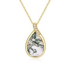 Discover the elegance of our 14K Gold Pendant Necklace featuring a mesmerizing pearshaped drop of moss agate, meticulously designed to complement the grace and sophistication of womens fashion jewelry. Our gorgeous 14K Gold Pendant Necklace showcases a unique, pearshaped moss agate drop that captures natures beauty within a luxurious golden frame. Perfect for adding a touch of class to any outfit, this exquisite piece promises to be a cherished addition to your jewelry collection, combining time Women Gold Pendant, Moss Agate Necklace, Moss Agate Jewelry, Nature Necklace, Beauty Natural, Gold Charm Necklace, 14k Gold Necklace, Agate Jewelry, Gold Necklace Women