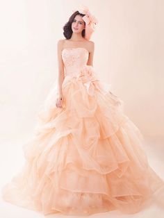 Strapless Peach Pink Quinceanera Ball Gown Dress G2021 Pink Quinceanera, Wedding Dresses Lace Ballgown, Organza Lace, Ball Gown Dress, Pretty Quinceanera Dresses, Lace Ball Gowns, Vintage Summer Dresses, Custom Size Dresses, Ball Gown Dresses