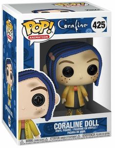 a pop vinyl figure in a box with the caption coraline doll on it