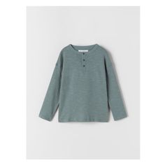 T-Shirt With Round Neck And Long Sleeves. Button Closure At Yoke. Casual Long Sleeve Cotton Top With Ribbed Neckline, Zara Cotton Crew Neck Sweatshirt, Zara Long Sleeve Tops For Fall, Casual Long Sleeve T-shirt With Ribbed Neckline, Casual Crew Neck Sweatshirt By Zara, Cotton Long Sleeve Top With Ribbed Crew Neck, Zara Cotton Long Sleeve Sweater, Zara Long Sleeve Cotton Sweater, Zara Casual Fall T-shirt