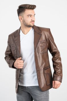 CAMEL Genuine Leather Jacket , Our products are 100% genuine leather; It is produced in master hands with quality materials and delicate hand workmanship. Classic Brown Leather Sport Coat, Business Brown Leather Sport Coat, Brown Leather Business Blazer, Brown Leather Blazer With Leather Lining, Brown Leather Blazer For Business, Luxury Brown Leather Jacket With Pockets, Brown Leather Jacket For Formal Occasions, Formal Brown Leather Jacket, Brown Leather Business Outerwear