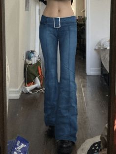 ⚡️Buy Buckle Belted Washed Flare Jeans Blue L under $45.00 in Flare Jeans Online. Style: Casual, Street. Color: Blue. Main Material: Cotton, Spandex. Fit Type: Flare Leg. Design: Functional Pockets, Zip & Button Fastening, Low Rise Waistline, With Buckle Belt, Seam Detail. ✓Free Shipping on all orders over US$69. Flare Jeans Y2k, Jeans Online Store, 2000s Fashion Outfits, Leg Design, Jeans Online, 2000s Fashion, Buckle Belt, Dream Clothes, Jeans Flare