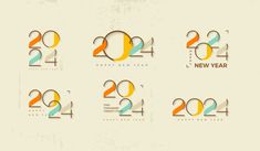 happy new year 2012 logo design with numbers and shapes in the form of letters, on a beige background