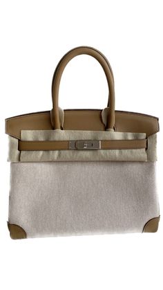 Hermès Birkin 30 Toile h/Ecru-Beige/Biscuit Swift With Silver Hardware Classy Fits, Birkin 30, Hermes Birkin 30, The Bag, Hermes Birkin, Silver Hardware, Full Set, Swift, Silver