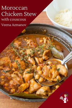 the cover of moroccan chicken stew with couscous