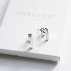 Midi Bar Earrings — HONEYCAT Gold Bar Earrings, Ear Climbers Earrings, Triangle Earrings Stud, Back Bar, Earrings Rose Gold, Triangle Studs, Bar Studs, Climber Earrings, Link Earrings