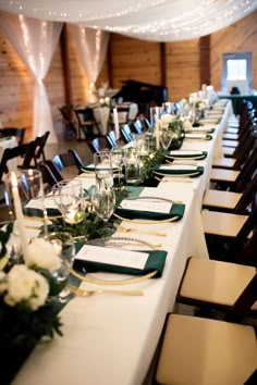 a long table is set with place settings