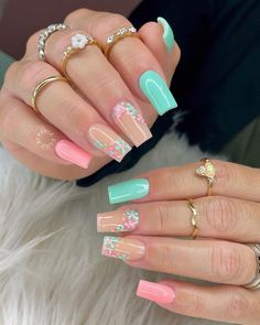 28 Bright Summer Nails & Cute Colours to Try Bright Acrylic Nails, Bright Summer Nails, Spring Acrylic Nails, Cute Gel Nails, Acrylic Nails Coffin Short, Summer Acrylic Nails, Short Acrylic Nails Designs, Orange Nails, Square Acrylic Nails