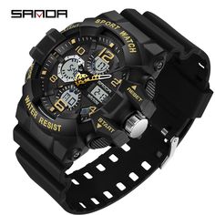 Color: black gold Timepiece Design, Digital Wrist Watch, Mens Sport Watches, Military Watches, Bhutan, Sports Watch, Watch Movement, Sport Watches, Botswana