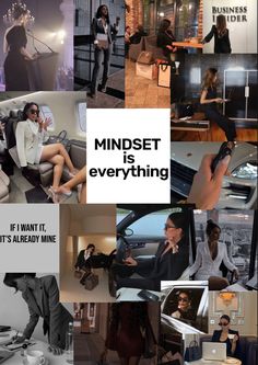 a collage of photos with the words mindset is everything