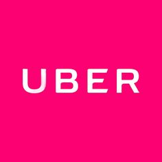 the word'uber'is written in white on a bright pink background,