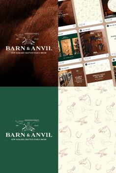 the barn and annil logo is shown on several different designs