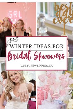 brides and bridal showers with text overlay that says winter ideas for bridal showers