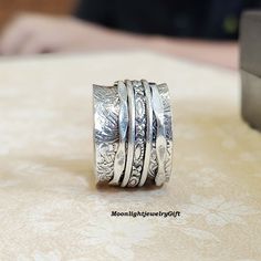 Silver Spinner Ring, 925 Sterling Silver Ring, Handmade Jewelry, Meditation Ring, Boho Ring, Women Jewelry Ring, Wedding Gift, Gift For Her, Sterling Ring, Statement Jewelry, Gift for Friends, Meditation Ring, Thumb Ring, Nickel Free Silver Engraved Ring For Wedding, Unique Nickel-free Engraved Ring For Anniversary, Silver Stamped Rings, Unique Silver Engraved Ring For Anniversary, Nickel-free Heirloom Rings For Anniversary, Unique Stamped Rings For Anniversary, Spiritual Stamped Wedding Jewelry, Unique Engraved Wedding Ring, Unique Wedding Engraved Ring