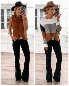 Flare Jeans And Hat Outfit, Outfits With Black Flare Jeans, Black Flare Jeans Outfit Fall, Black Flair Jeans Outfits, Flared Jeans Outfit Fall, Flare Outfits, Flair Jeans Outfit, Laura Beverlin