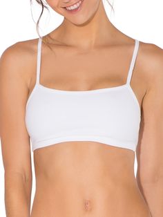 Designed with a full-coverage crop top neckline, the Fruit of the Loom® strappy women's sports bra can be flaunted under shirts and tanks for a cool flash of color. This great sport bra can be worn on it's own or layered for more color and support. An active lifestyle requires a brand that can give support and comfort. Cotton Sports Bra, Rosé Black And White, Cotton Lycra Fabric, Strappy Sports Bras, Bra Style, Heather White, Cotton Pullover, Sport Bra, The Fruit