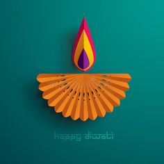 a colorful paper fan with the words happy diwali written on it royalty illustration