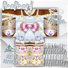 an image of some clothes with bows on them and the words peppead above it