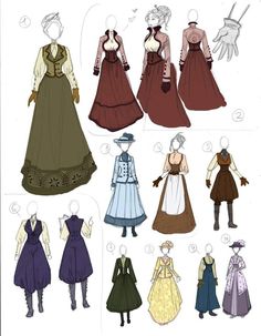 some paper dolls are dressed up in different outfits and clothes for the costume design process