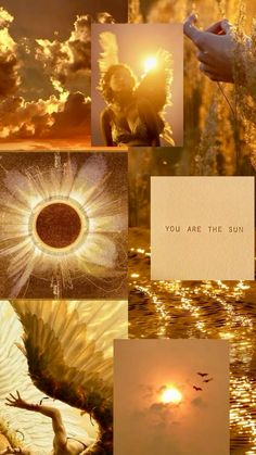 a collage of pictures with the words you are the sun above them and an angel