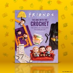 the book cover for friends is shown on a yellow background with small dolls and other items