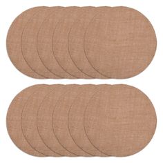 six pieces of brown cloth with circles on top of each one, all in different sizes