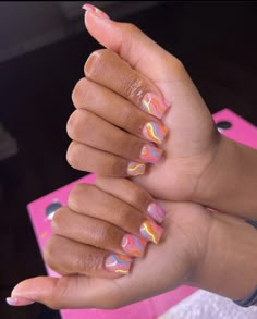 Short Freaknik Nails, Spring Nails 2024 Black Women, Short Square Acrylic Nails Colorful, Colorful Medium Acrylic Nails, Spring Square Nails Short, Colorful Short Square Nails, Braiders Nails Set Short, Short Nails Ideas Colorful, Colorful Short Acrylic Nails