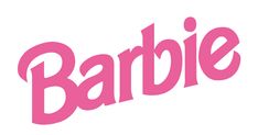 the logo for barbie is shown in pink