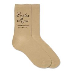 Wedding party socks with fun saying I'm king of special for the brides man printed on the outside of both socks is the perfect wedding accessory. Brides Man, Groom Socks, Groomsmen Socks, Wedding Roles, Wedding Socks, Tan Flats, Personalized Socks, Groom Looks, Custom Socks