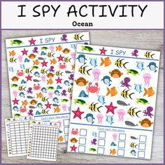 Ocean I Spy Spy Games For Kids, Kids Counting, Counting For Kids, I Spy Games, Spy Games, Tic Tac Toe Game, Clip Cards, I Spy, Holiday Activities