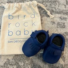 Brand New, Dark Blue Leather Moccasins, Elastic Band, Soft Sole, San Diego Company. Comes In Original Pouch. Blue Closed Toe Moccasins With Rubber Sole, Casual Blue Booties With Soft Sole, Casual Leather Moccasins For Playtime, Casual Blue Booties For Playtime, Blue Leather Moccasins With Round Toe, Blue Low-top Moccasins With Rubber Sole, Blue Non-slip Round Toe Booties, Blue Leather Sole Slip-on Moccasins, Pink Moccasins