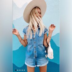 Bought Brand New Off Site. Worn Once. Literally The Softest Denim Ever!! It’s The One And Done Outfits For Us, And This Denim Romper Brings The Cool! Roll Up The Shorts For A Shorter Style Or Wear 'Em Long. Throw On A Lack Of Color And Platform Sneaks And You Are Good To Go! Rigid Denim - 100% Cotton *Button Up *Imported Lack Of Color, Denim Romper, Show Me Your Mumu, Roll Up, Pant Jumpsuit, Jumpsuit Romper, Button Up, Pants For Women, Rompers