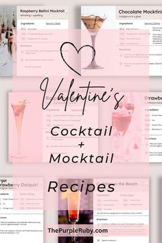 valentine's cocktail menu and recipe guide