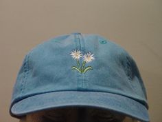 Embroidered Baseball Hat, Flower Of Month, White Aster, September Flower, September Flowers, Cap Embroidery, Pretty Hats, How To Wash Hats, Hat Embroidery