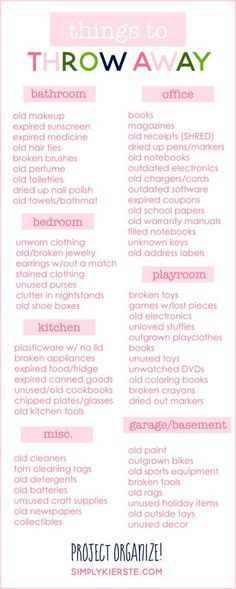 A great list of items to recycle, donate, or throw away, that will help you get organized!! Easy Home Organization, Organisation Hacks, Book Book, Home Organization Hacks