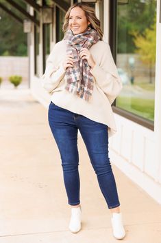 This scarf is simply breathtaking! It is the perfect addition to your wardrobe this season! Featuring a unique plaid pattern, cozy feel, and a frayed hemline for added detail, this scarf is perfect for any occasion! Plaid Pattern, Affordable Fashion, Plus Size Outfits, Fashion Forward, Plaid, Plus Size, Wardrobe, Pattern