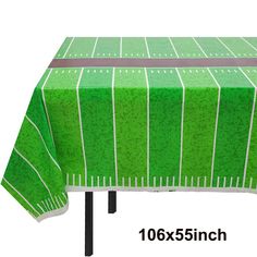 a green table cloth with white lines on it and the words 100x5 5inch