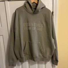 Men Essentials Hoodie “Seal” Size M Casual Hooded Outerwear With Reflective Logo, Men Essentials, Essentials Hoodie, Fear Of God, Man Shop, Color