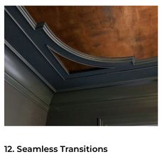 an image of the ceiling in a room with wood paneling and metal trimming