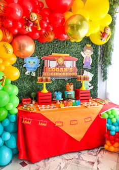 a train themed birthday party with balloons and decorations