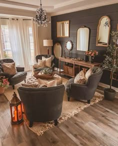 a living room filled with furniture and decor