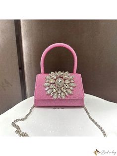 Bird in Bag - Timeless Glamour Small Square Handbag with Diamond Sunflower Embellishments Luxe Handbags, Square Handbag, Timeless Glamour, Rhinestone Clutch, Clutches For Women, Chain Pattern, Style Minimalist, Bird In Bag, Printed Bags