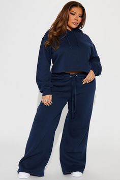 Available In Navy. Fleece Pant Set Hoodie Long Sleeve Drawstring Cropped Wide Leg Elastic Waistband Stretch Inseam: 31" 60% Cotton 40% Polyester Imported | Chill Vibes Fleece Pant Set in Navy Blue size Medium by Fashion Nova Chill Vibes, Navy Fashion, Fleece Pants, Jeans Jumpsuit, Halloween Women, Pant Set, Active Wear For Women, Long Sleeve Hoodie, Clothes For Sale