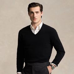 Find RALPH LAUREN Wool V-neck Sweater on Editorialist. A timeless layering piece this lightweight V-neck sweater is crafted with fine-gauge wool yarn from Italy. Wide Neck Sweater, Sweater Ralph Lauren, Money Fashion, Sweater Men, V Neck Sweater, Wool Yarn, Layering Pieces, Vneck Sweater, Neck Sweater