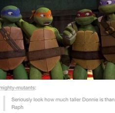 tweety meme with caption that reads, seriously look how much taller donna is than raphael raph