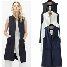 Product Description * Item:Womens Sleeveless Vest Blazer Office Wear Waistcoat Outerwear Long Coat Jacket  * Condition: 100% Brand New * Color:Blue.Black.White * Size:Asian S-L * Package:1pc Dress (without any accessories ）    Please note: 1.Please allow a little error due to manual measurement. 2.The color maybe a little difference because of the light,screen reflection etc. 3.If you are not sure what size to choose, you can tell us your height and weight, we will recommend the right size for y Long Vest Jacket, Women Waistcoat, Waistcoat Fashion, Denim Coat Women, Sleeveless Blazer, Long Coat Jacket, Elegant Office, Sleeveless Cardigan, Long Vests