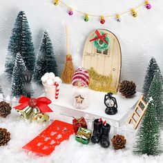 a christmas scene with santa claus and other decorations