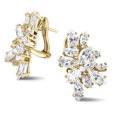 8.30 Ct earrings in yellow gold with marquise diamonds | HJ-GY-E3-0830M | 18 Kt yellow gold | Certified marquise diamonds, 12 x 0.50 Ct, of high quality Marquise diamonds, with a total of 2.60 carat, of high quality G colour, VS2 clarity, VG cut Golden Diamond Ring, Cocktail Earrings, High Jewellery, Diamond Jewel, Jewelry Show, Marquise Diamond, Cluster Earrings, Sophisticated Design, Exquisite Jewelry