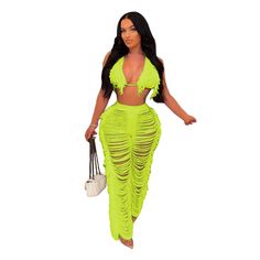 Waist: High Waist Style: Beach Sleeve Length(cm): Sleeveless Season: Summer Pant Style: Flare Pants Pant Length(cm): Full Length Pant Closure Type: Elastic Waist Material: Cotton,Polyester Fabric Type: Polyester Cotton Decoration: TASSEL Collar: Halter Closure Type: Pullover Green Stretch Bottoms For Beach Party, Stretch Green Bottoms For Beach Party, Green Bottoms For Beach Party, Green Bottoms For Beach Party Season, Green Bottoms For Spring Beach Party, Spring Green Bottoms For Beach Party, Green Beach Party Bottoms For Beach Season, Spring Beach Party Green Bottoms, Casual Green Bottoms For Beach Party